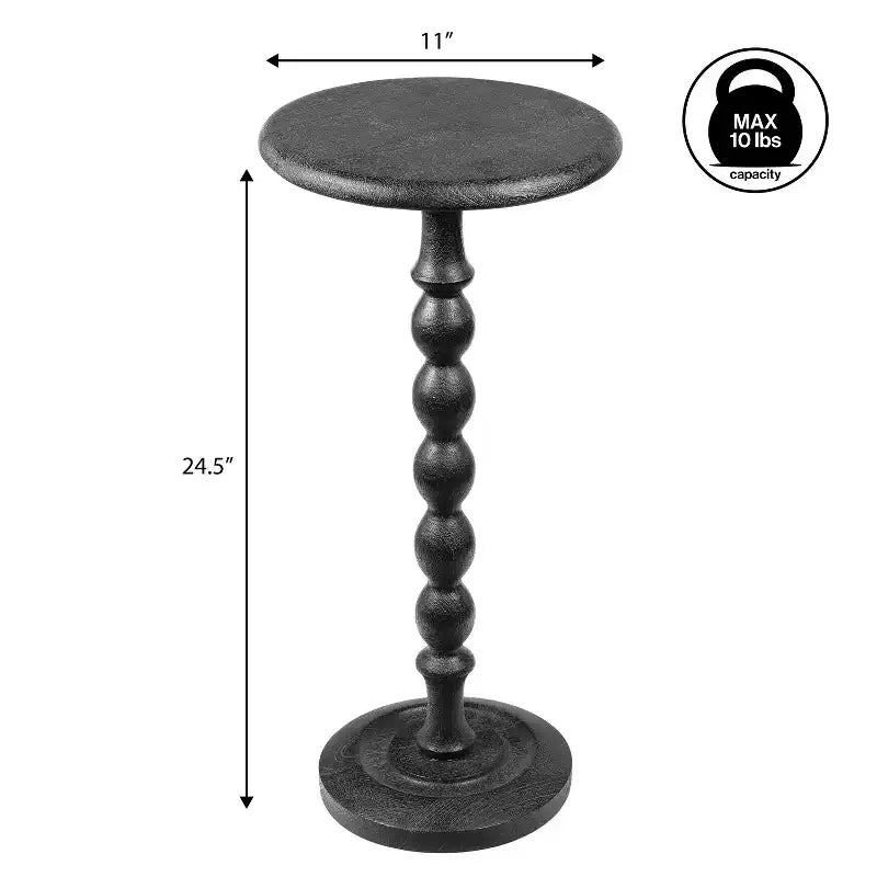 JONATHAN Y Augustus 24.5 Mesa auxiliar de bebidas redonda con pedestal de madera de husillo clásico para casa de campo y mesa auxiliar decorativa