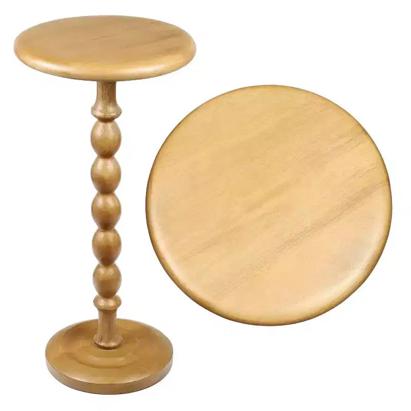 JONATHAN Y Augustus 24.5 Mesa auxiliar de bebidas redonda con pedestal de madera de husillo clásico para casa de campo y mesa auxiliar decorativa