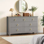Cómoda para dormitorio con 7 cajones, cómoda moderna de 137 cm de ancho con tirador metálico, cómoda para TV, organizador de cajones de madera para dormitorio