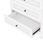 Cómoda rústica moderna Okak de 9 cajones con tiradores plateados, cómoda de madera minimalista, cómoda para dormitorio, recibidor