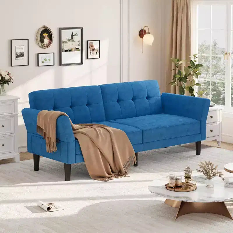 Sofá Cama Futón 89, Sofá Cama Convertible con Respaldo y Reposabrazos Ajustables, Sofá Cama Moderno para Sala de Estar, Dormitorio, Apartamentos
