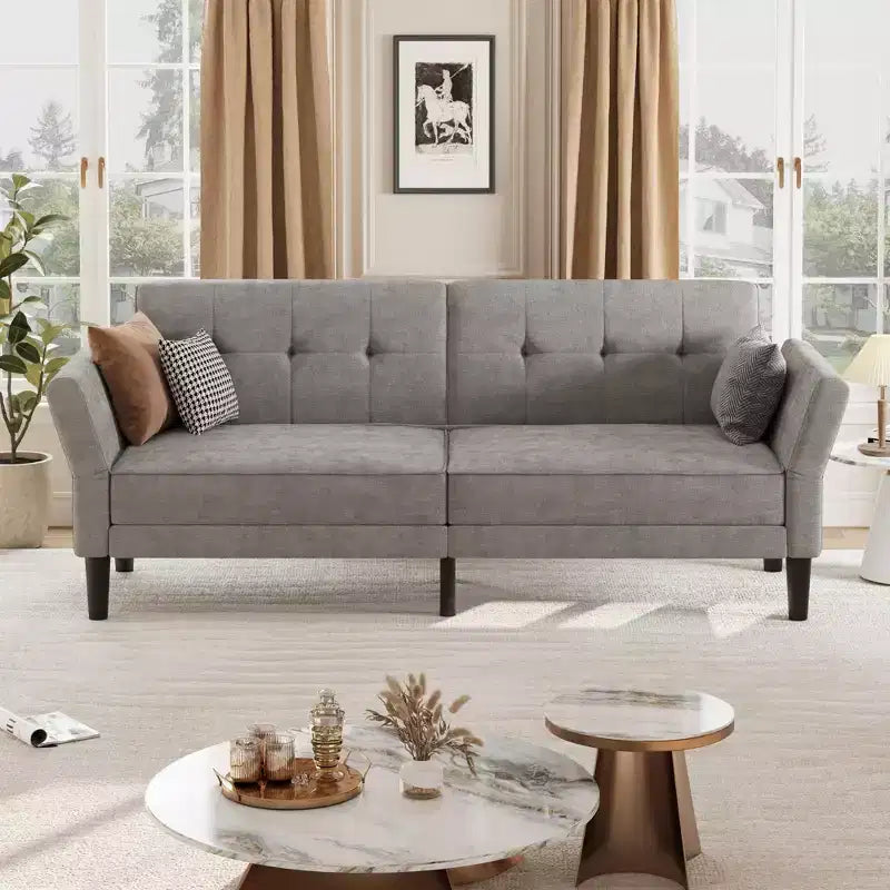 Sofá Cama Futón 89, Sofá Cama Convertible con Respaldo y Reposabrazos Ajustables, Sofá Cama Moderno para Sala de Estar, Dormitorio, Apartamentos