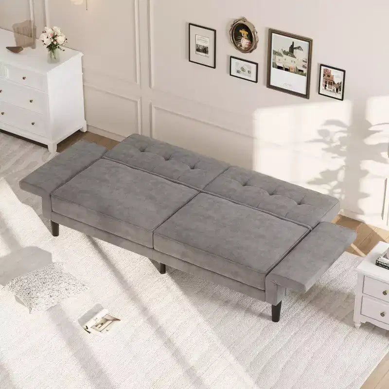 Sofá Cama Futón 89, Sofá Cama Convertible con Respaldo y Reposabrazos Ajustables, Sofá Cama Moderno para Sala de Estar, Dormitorio, Apartamentos