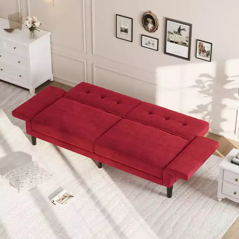 Sofá Cama Futón 89, Sofá Cama Convertible con Respaldo y Reposabrazos Ajustables, Sofá Cama Moderno para Sala de Estar, Dormitorio, Apartamentos