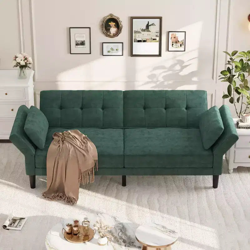 Sofá Cama Futón 89, Sofá Cama Convertible con Respaldo y Reposabrazos Ajustables, Sofá Cama Moderno para Sala de Estar, Dormitorio, Apartamentos