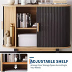 Aparador acanalado con puerta corredera, aparador moderno con estante ajustable para almacenamiento en múltiples habitaciones, diseño aerodinámico