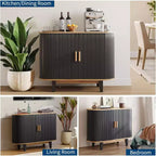 Aparador acanalado con puerta corredera, aparador moderno con estante ajustable para almacenamiento en múltiples habitaciones, diseño aerodinámico