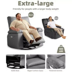 27 Sillón reclinable grande, mecedora giratoria 360 con calor y masaje (para sala de estar/dormitorio/cuarto de bebé)