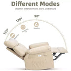 27 Sillón reclinable grande, mecedora giratoria 360 con calor y masaje (para sala de estar/dormitorio/cuarto de bebé)