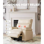 27 Sillón reclinable grande, mecedora giratoria 360 con calor y masaje (para sala de estar/dormitorio/cuarto de bebé)