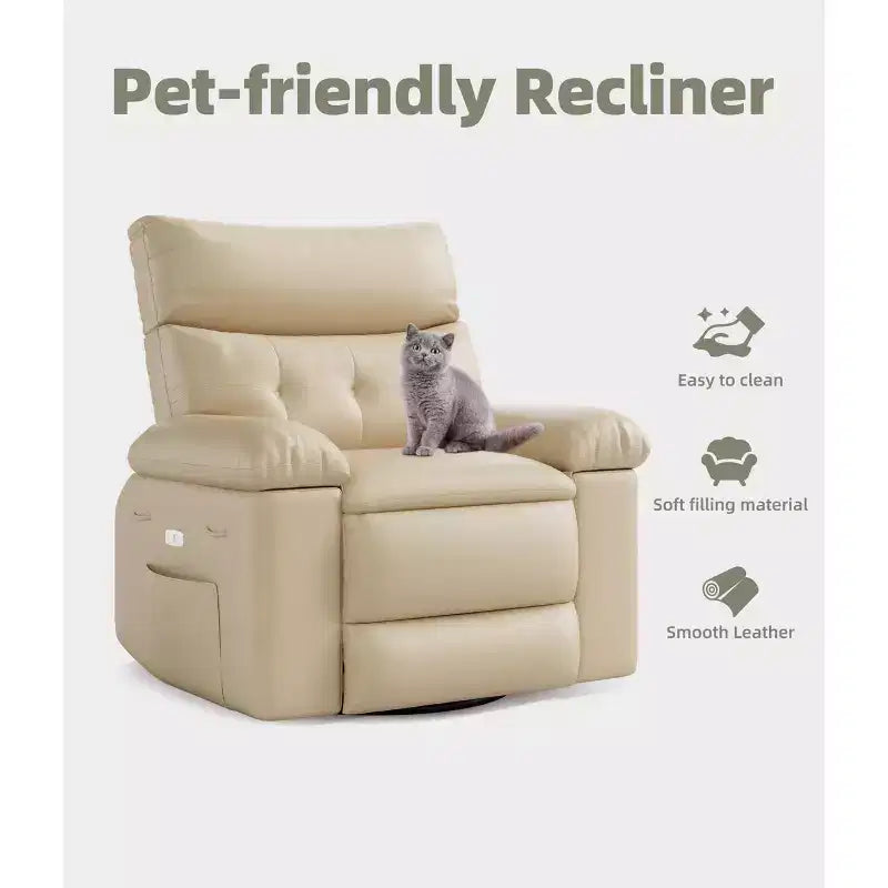 27 Sillón reclinable grande, mecedora giratoria 360 con calor y masaje (para sala de estar/dormitorio/cuarto de bebé)