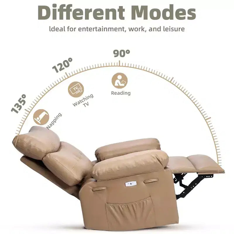 27 Sillón reclinable grande, mecedora giratoria 360 con calor y masaje (para sala de estar/dormitorio/cuarto de bebé)