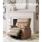 27 Sillón reclinable grande, mecedora giratoria 360 con calor y masaje (para sala de estar/dormitorio/cuarto de bebé)