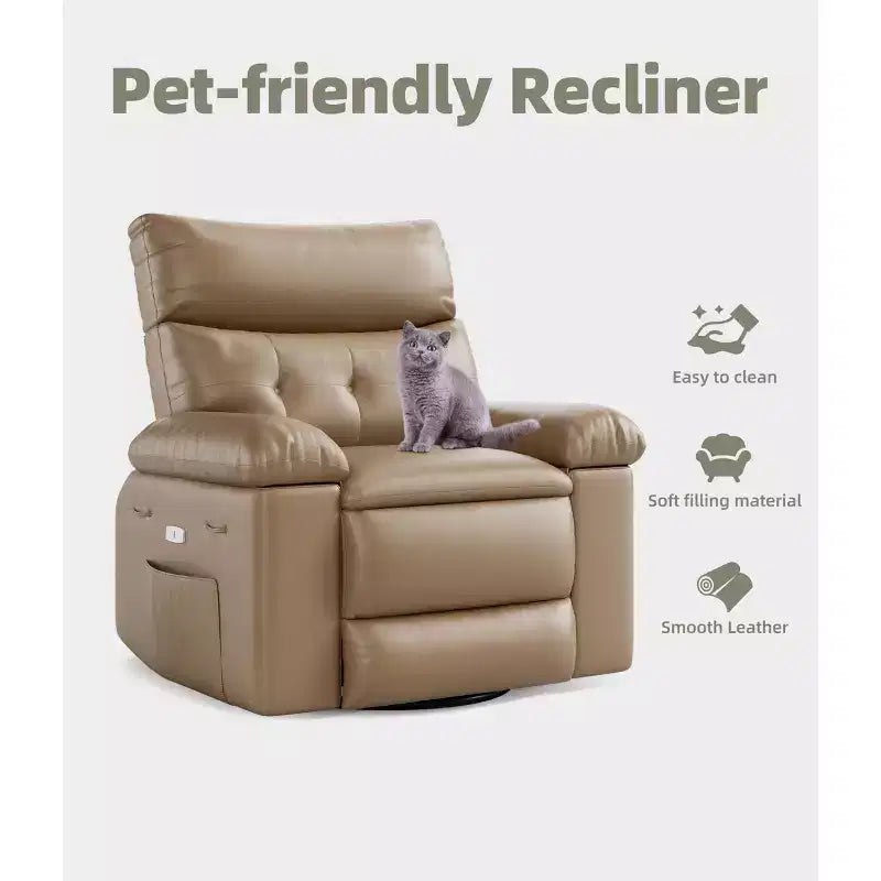 27 Sillón reclinable grande, mecedora giratoria 360 con calor y masaje (para sala de estar/dormitorio/cuarto de bebé)