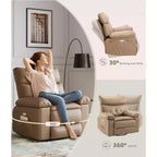 27 Sillón reclinable grande, mecedora giratoria 360 con calor y masaje (para sala de estar/dormitorio/cuarto de bebé)