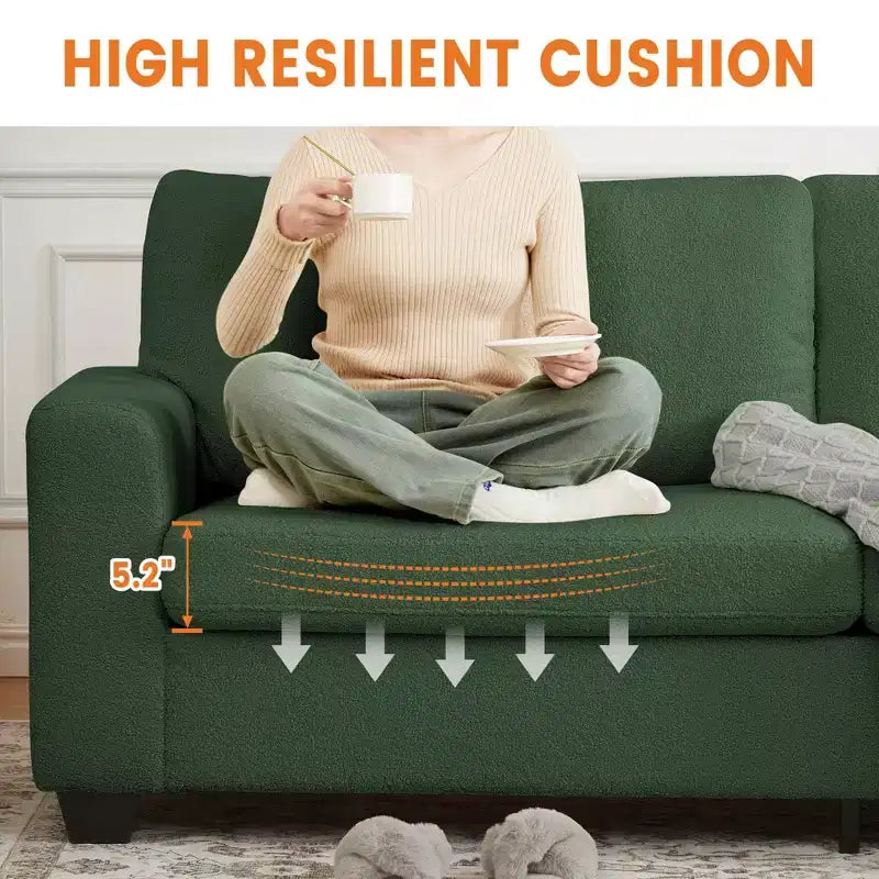 83 Sofá para sala de estar, cómodo sofá con asiento profundo, sofá moderno con reposabrazos anchos, funda extraíble, sofá de 3 plazas de forro polar tipo oso de peluche para dormitorio