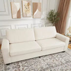 83 Sofá para sala de estar, cómodo sofá con asiento profundo, sofá moderno con reposabrazos anchos, funda extraíble, sofá de 3 plazas de forro polar tipo oso de peluche para dormitorio