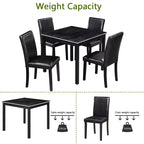 GDFStudio Jensen - Juego de comedor moderno de 5 piezas con sillas de madera de acacia y piel sintética, y mesa de comedor cuadrada