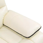 Sillón reclinable eléctrico MAYEERTY, sillón reclinable eléctrico de cuero regenerado con carga USB y respaldo ajustable para sala de estar, blanco roto