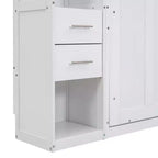 Mueble de cama Murphy con casilleros y armarios de almacenamiento con estantes, arcón de cama de plataforma oculta plegable de madera, blanco