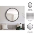 Espejo de pared redondo moderno con marco de metal decorativo - Espejo decorativo de vidrio para el hogar, la oficina, el dormitorio, la sala de estar - Acabado metálico - 29 Plata