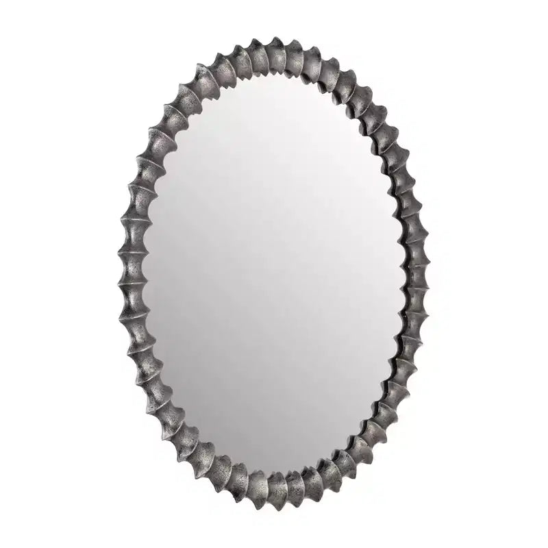 Espejo de pared redondo moderno con marco de metal decorativo - Espejo decorativo de vidrio para el hogar, la oficina, el dormitorio, la sala de estar - Acabado metálico - 29 Plata