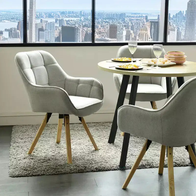 Sillón decorativo tapizado en tela, silla moderna de ocio para tocador con respaldo acolchado y cojín de asiento, sillón giratorio, silla auxiliar, gris