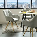 Sillón decorativo tapizado en tela, silla moderna de ocio para tocador con respaldo acolchado y cojín de asiento, sillón giratorio, silla auxiliar, gris
