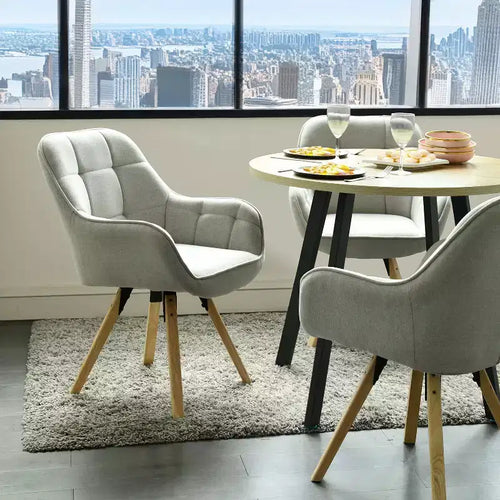 Sillón decorativo tapizado en tela, silla moderna de ocio para tocador con respaldo acolchado y cojín de asiento, sillón giratorio, silla auxiliar, gris