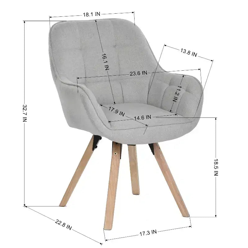 Sillón decorativo tapizado en tela, silla moderna de ocio para tocador con respaldo acolchado y cojín de asiento, sillón giratorio, silla auxiliar, gris