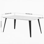 Mesa de Comedor FurnitureR para 4-6 Personas con Tablero Robusto de Impresión de Mármol Sintético Engrosado y Patas de Acero Metálico, Mesa Funcional para Cocina, Blanca