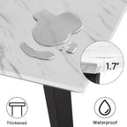 Mesa de Comedor FurnitureR para 4-6 Personas con Tablero Robusto de Impresión de Mármol Sintético Engrosado y Patas de Acero Metálico, Mesa Funcional para Cocina, Blanca