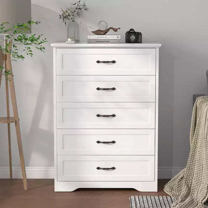Cómoda de Madera de 6 Cajones para Dormitorio con Asas Metálicas Anchas, Cajonera Moderna de Estilo Rústico, Organizador de Almacenamiento para Dormitorio y Sala de Estar