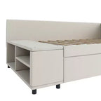 Cama de plataforma en forma de L Whisen Twin Size con almacenamiento envolvente y cajones, construcción robusta y duradera