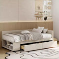 Whisen Twin Size L-Shaped Platform Bed with Wrap-Around Storage and Drawers , Sturdy and Durable Construction