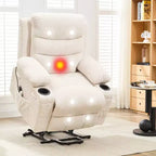 Sillón reclinable elevador con masaje y calor, reclinables eléctricos de gran tamaño, asiento para cine en casa con 2 portavasos laterales, sillón individual reclinable deslizante
