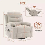 Sillón reclinable elevador con masaje y calor, reclinables eléctricos de gran tamaño, asiento para cine en casa con 2 portavasos laterales, sillón individual reclinable deslizante