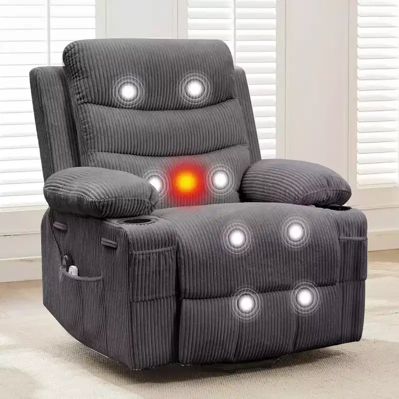 Sillón reclinable elevador con masaje y calor, reclinables eléctricos de gran tamaño, asiento para cine en casa con 2 portavasos laterales, sillón individual reclinable deslizante