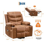 Sillón reclinable elevador con masaje y calor, reclinables eléctricos de gran tamaño, asiento para cine en casa con 2 portavasos laterales, sillón individual reclinable deslizante