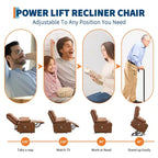 Sillón reclinable elevador con masaje y calor, reclinables eléctricos de gran tamaño, asiento para cine en casa con 2 portavasos laterales, sillón individual reclinable deslizante