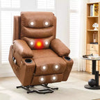 Sillón reclinable elevador con masaje y calor, reclinables eléctricos de gran tamaño, asiento para cine en casa con 2 portavasos laterales, sillón individual reclinable deslizante