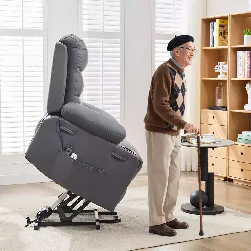 Sillón reclinable elevador con masaje y calor, reclinables eléctricos de gran tamaño, asiento para cine en casa con 2 portavasos laterales, sillón individual reclinable deslizante