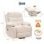 Sillón reclinable elevador con masaje y calor, reclinables eléctricos de gran tamaño, asiento para cine en casa con 2 portavasos laterales, sillón individual reclinable deslizante