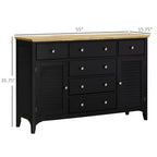 Aparador tipo bufé con cajones de almacenamiento, encimera de madera de caucho y estantes ajustables, gabinete de cocina, gabinete de barra de café