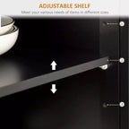 Aparador tipo bufé con cajones de almacenamiento, encimera de madera de caucho y estantes ajustables, gabinete de cocina, gabinete de barra de café