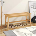 Costway Banco de Comedor de Bambú de 39.5" con Asiento de Ratán Tejido a Mano, Banco de Entrada de Madera