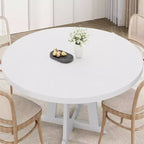 Mesa de comedor redonda COZONY de 47 pulgadas para 4 personas, mesa de cocina con pedestal de madera, base resistente y tapa de 4 secciones, mesa de comedor estilo rústico para salón