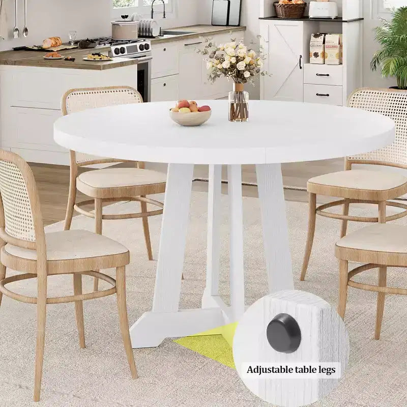Mesa de comedor redonda COZONY de 47 pulgadas para 4 personas, mesa de cocina con pedestal de madera, base resistente y tapa de 4 secciones, mesa de comedor estilo rústico para salón