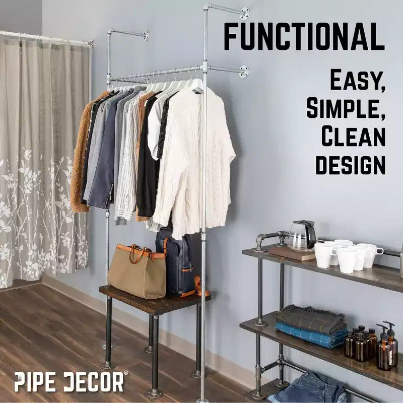 Pipe Decor 41 pulg. Perchero galvanizado de pared, sencillo