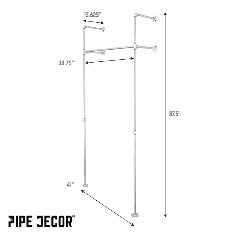 Pipe Decor 41 pulg. Perchero galvanizado de pared, sencillo